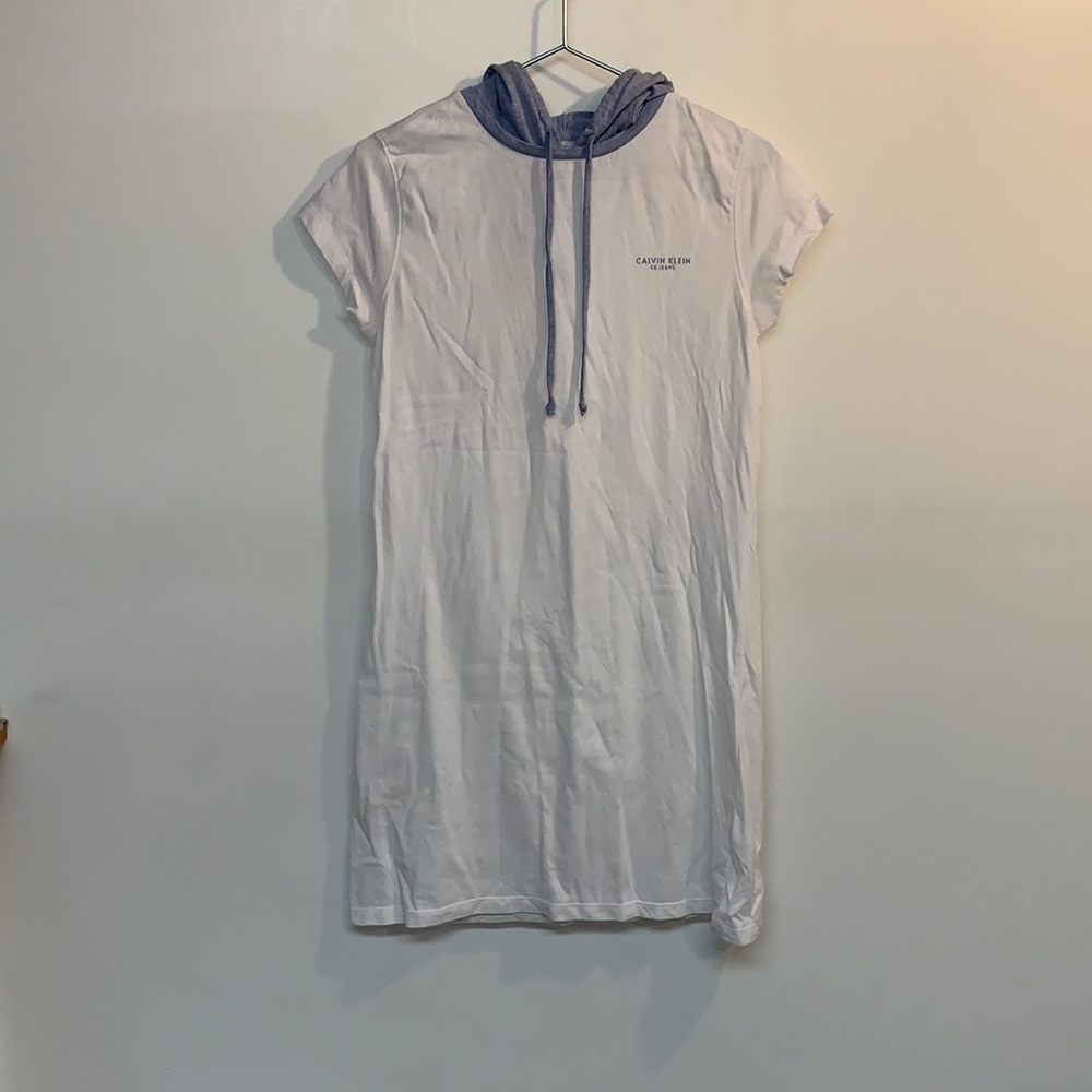 Calvin Klein Hoodie T-Shirt dress size M white
